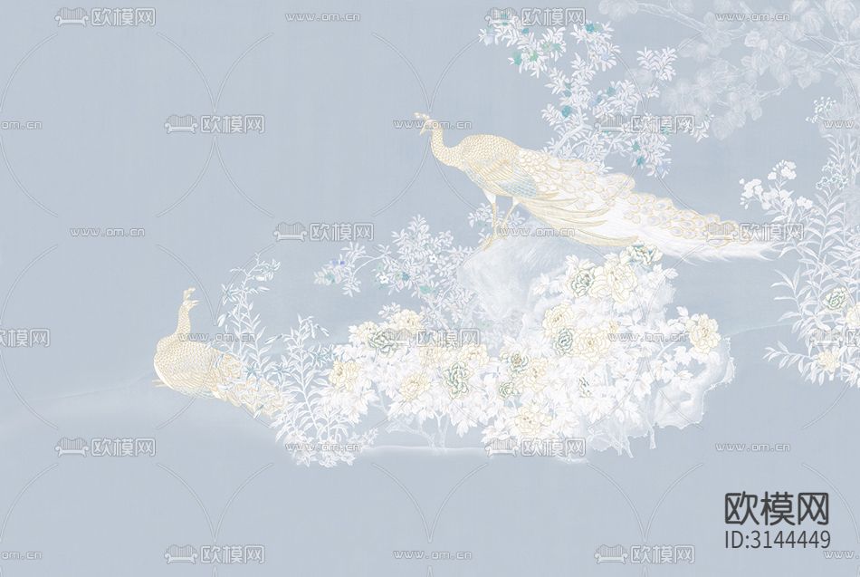 新中式花鸟 孔雀壁纸