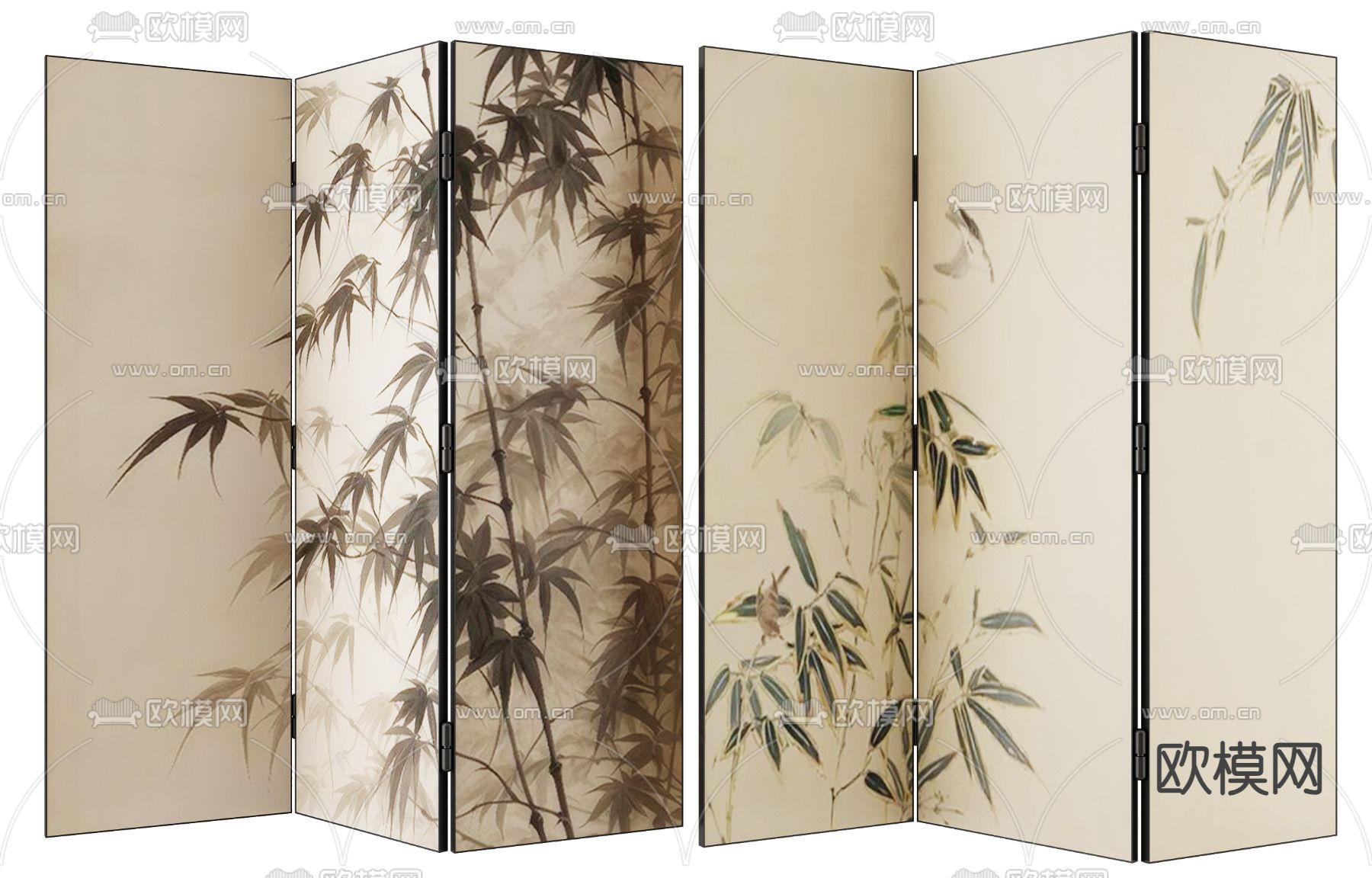 新中式屏风3d模型下载