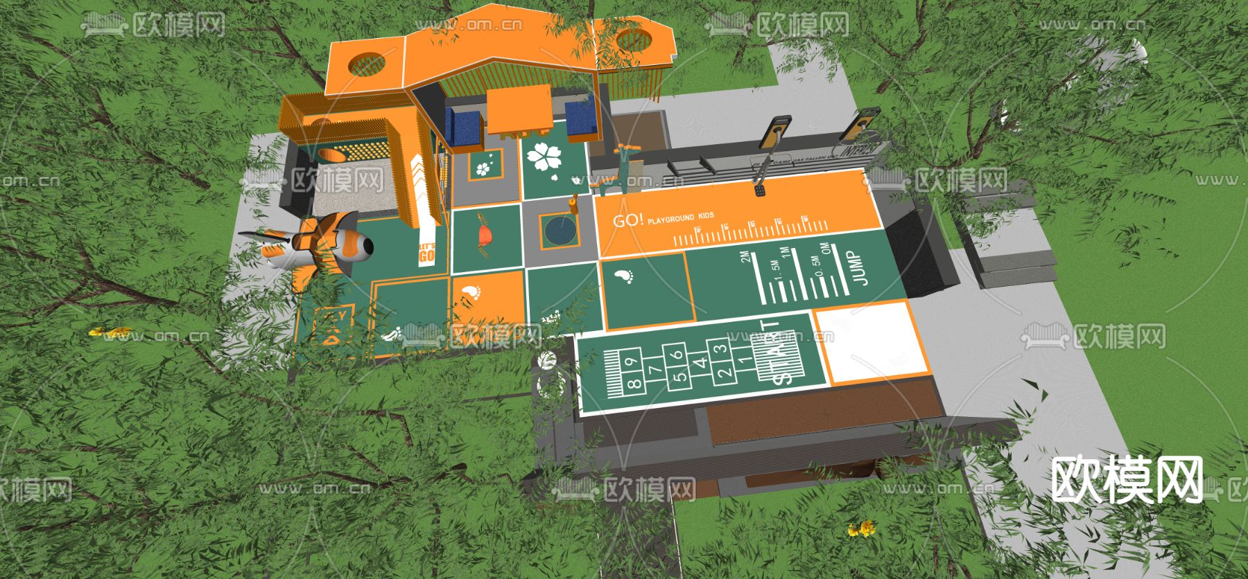 海洋主题儿童乐园 儿童活动游乐场su模型下载（渲染图2）