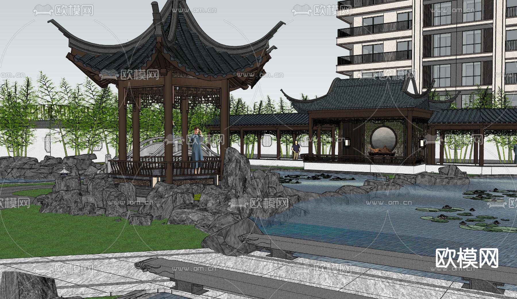 示范区景观 售楼部景观su模型下载（渲染图2）