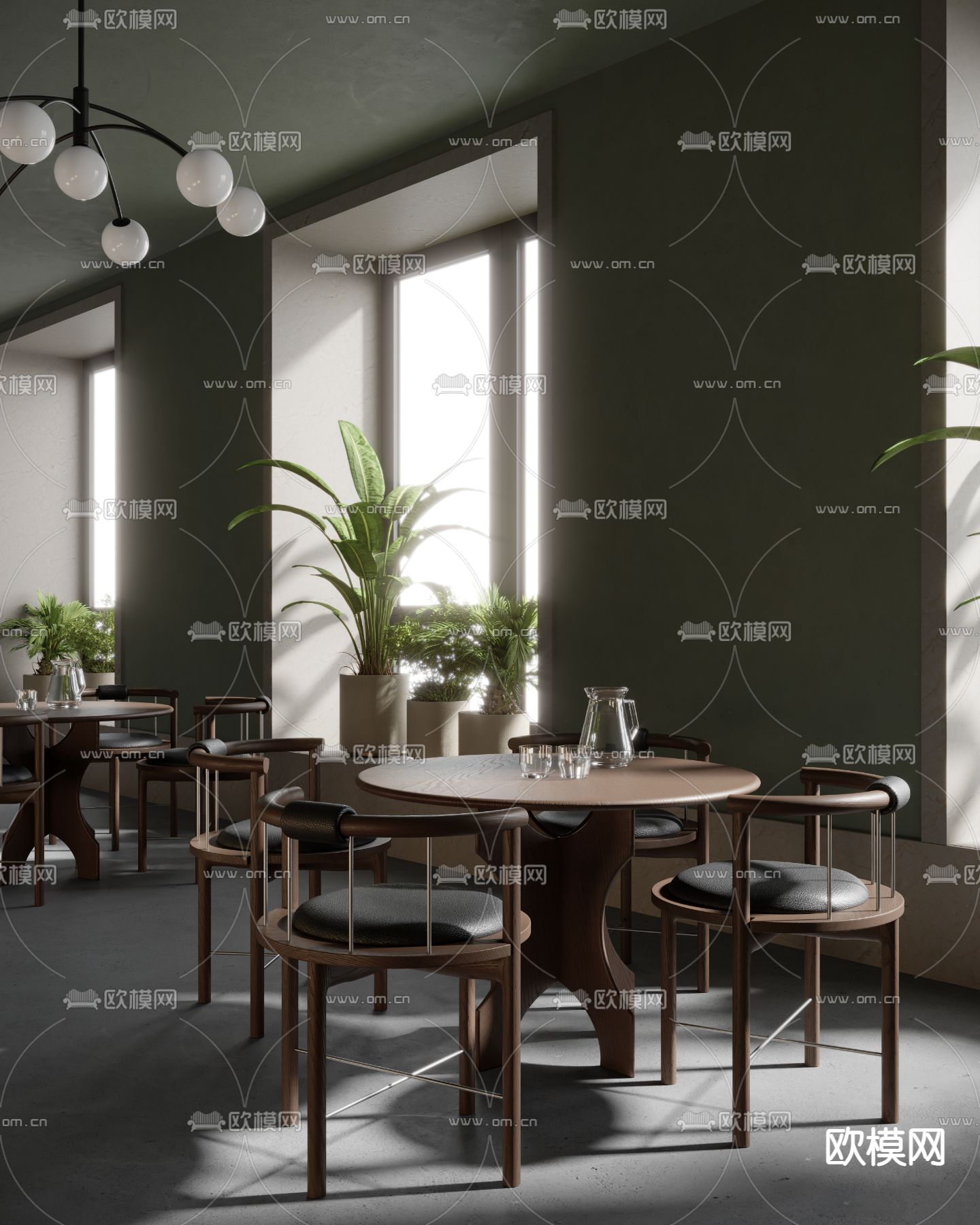 中古风西餐厅su模型下载（渲染图2）