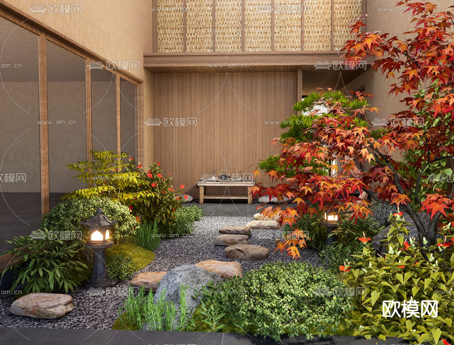 日式庭院景观su模型下载（渲染图2）