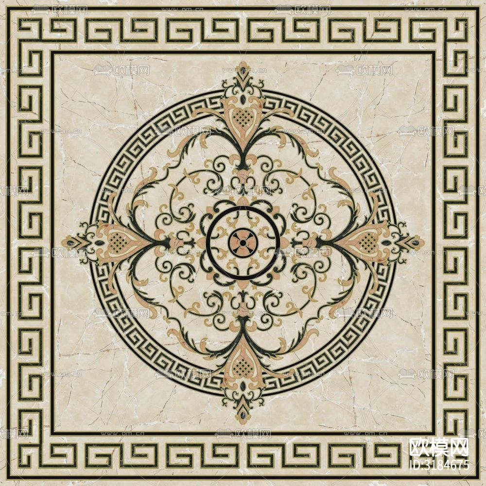 欧式拼花地砖瓷砖贴图下载（渲染图3）
