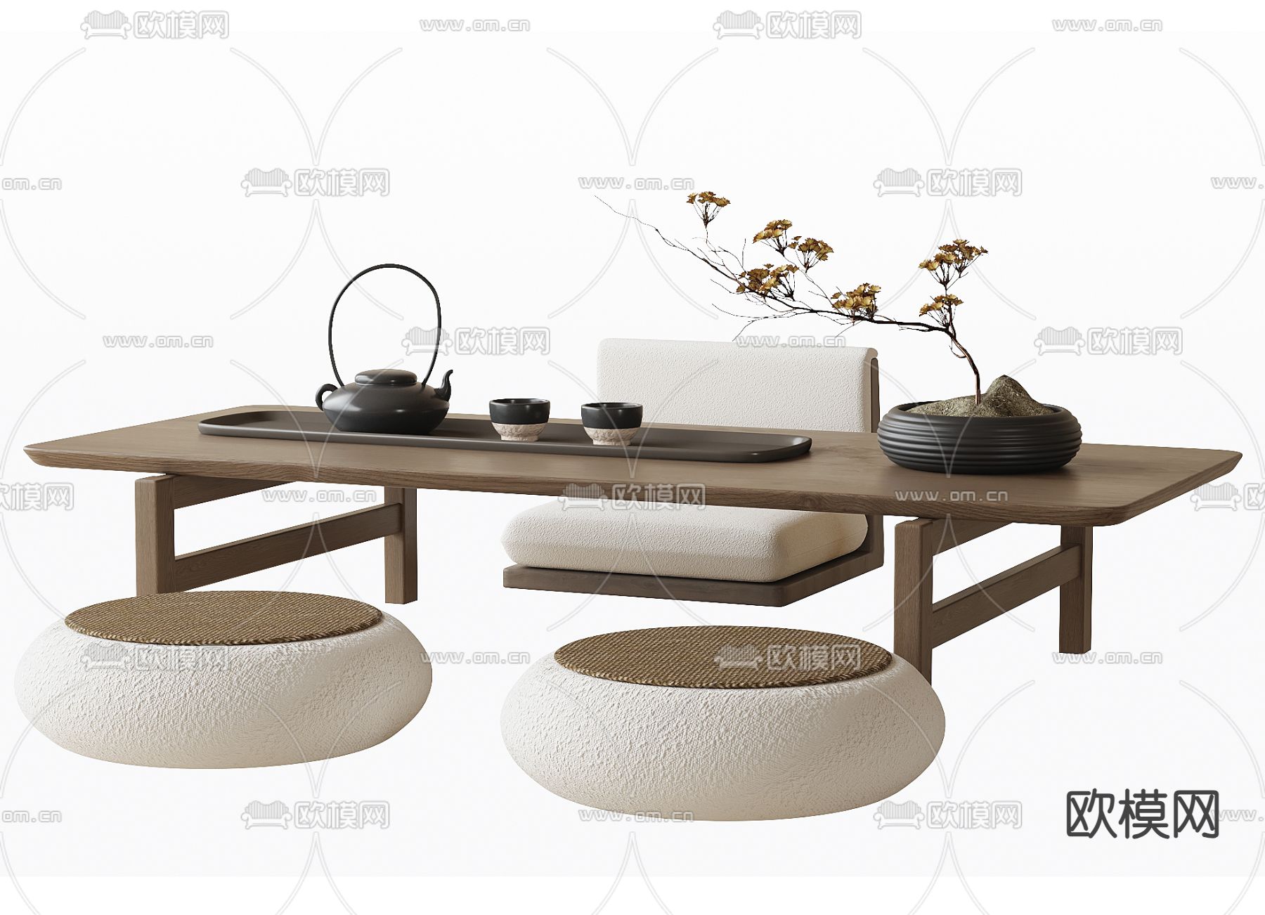 榻榻米茶桌 茶台3d模型下载
