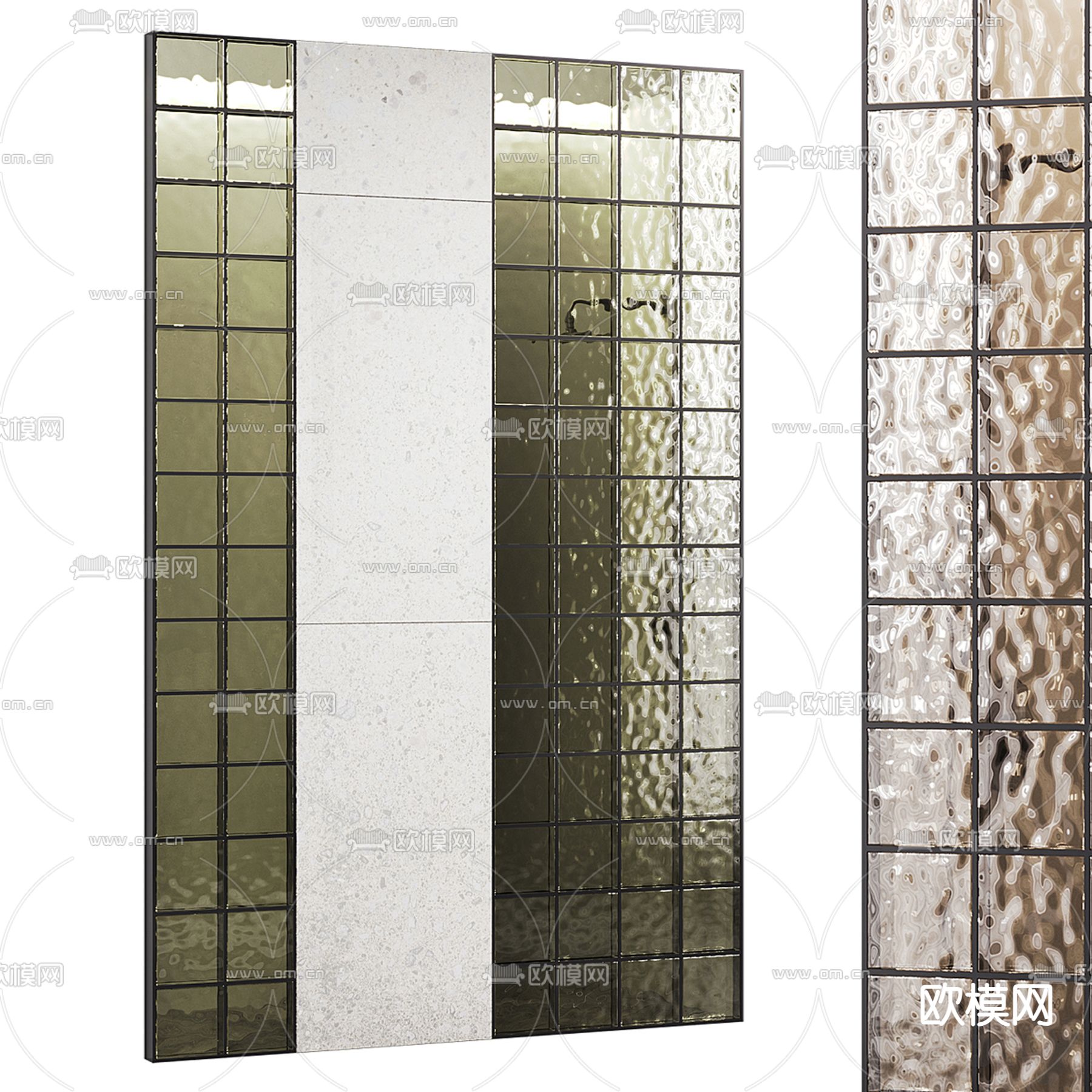 现代玻璃隔断 隔断墙3d模型下载（渲染图1）