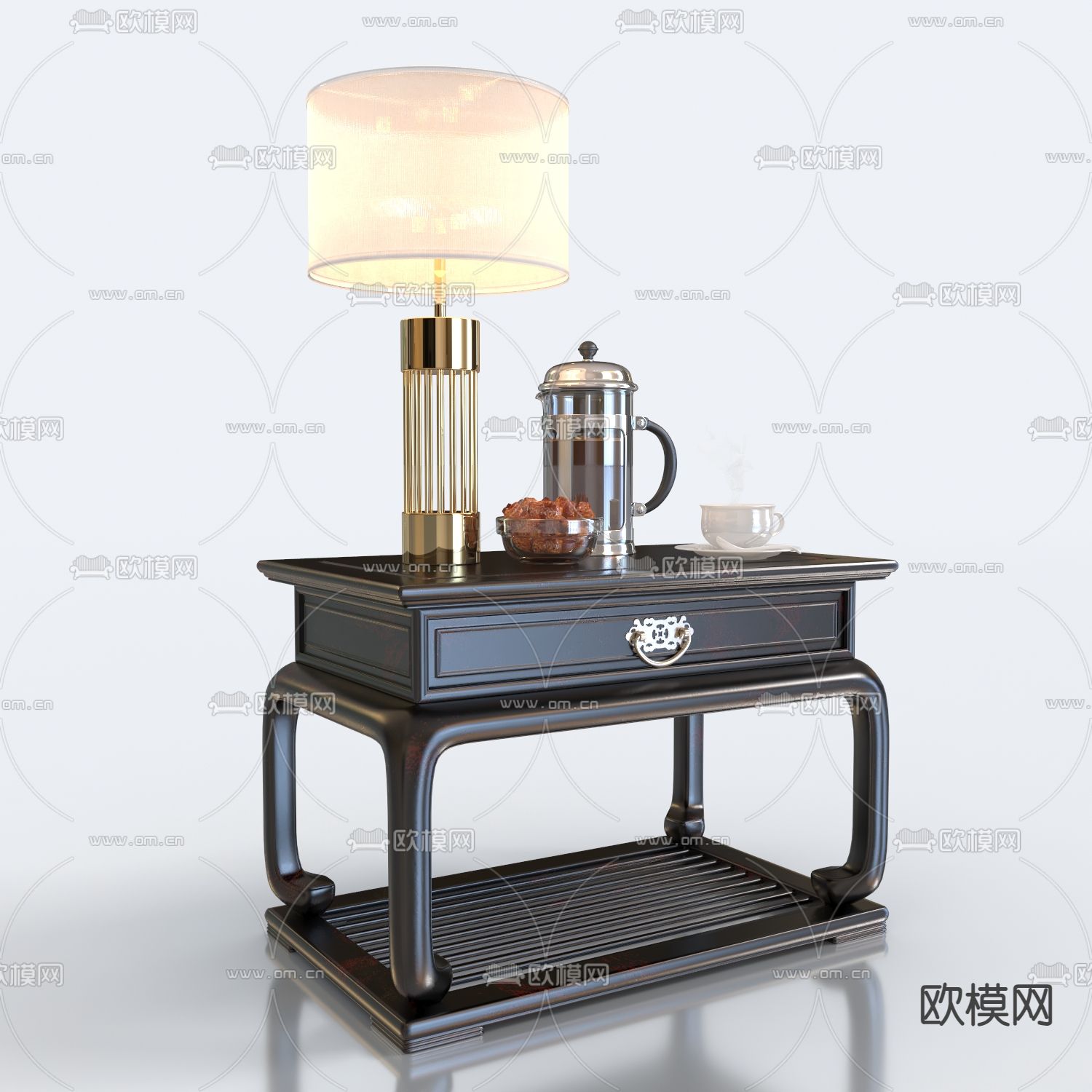 中式床头柜3d模型下载