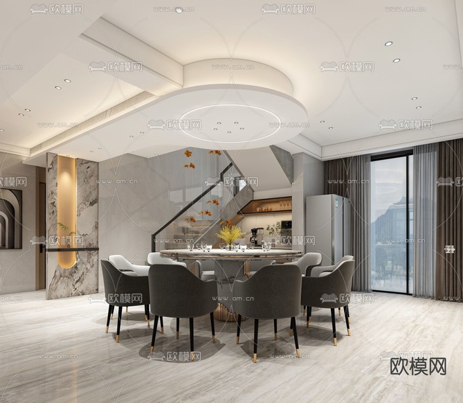 别墅休息区 娱乐区 阅读区3d模型下载(渲染图4)