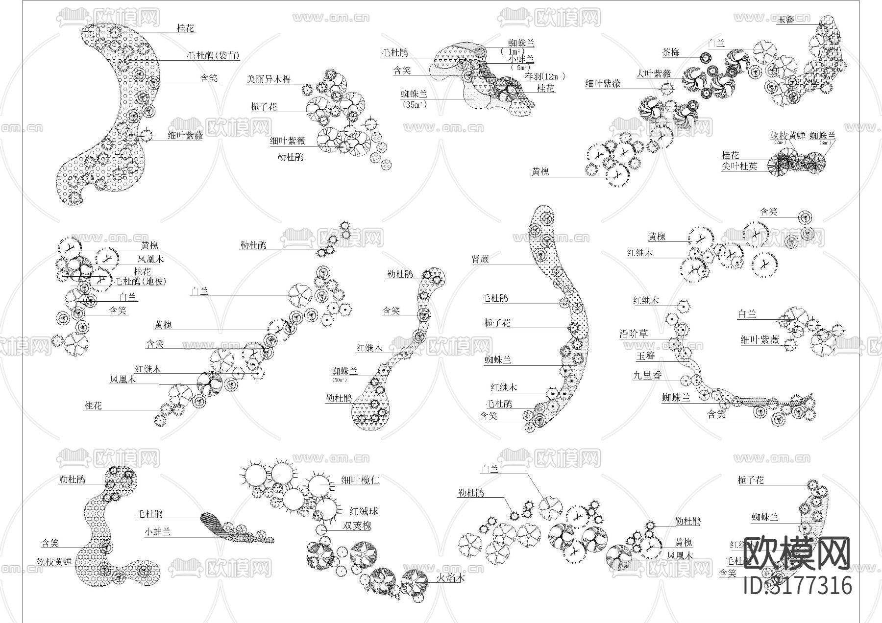 植物搭配小景CAD施工图下载（渲染图3）