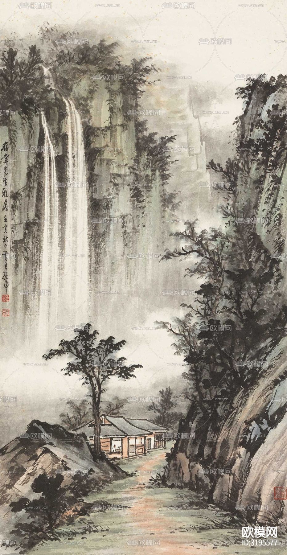 中式山水装饰挂画贴图下载