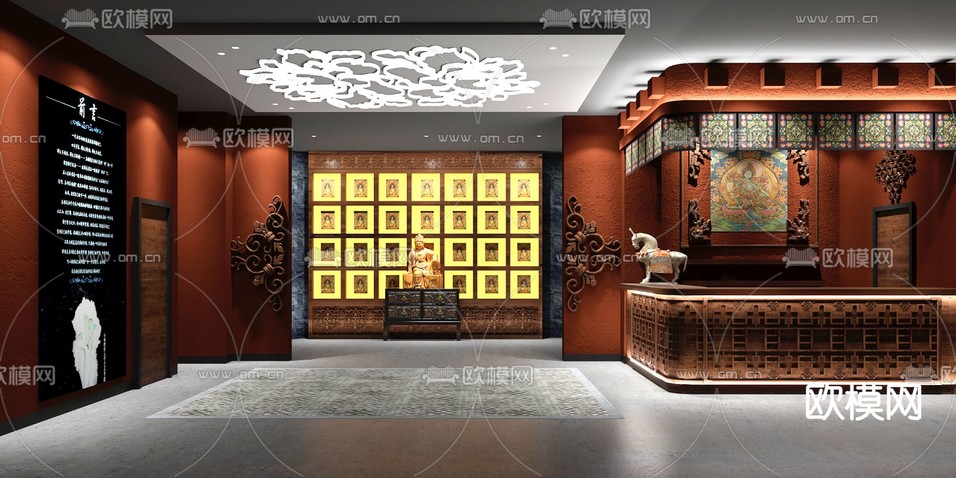 新中式博物馆3d模型下载