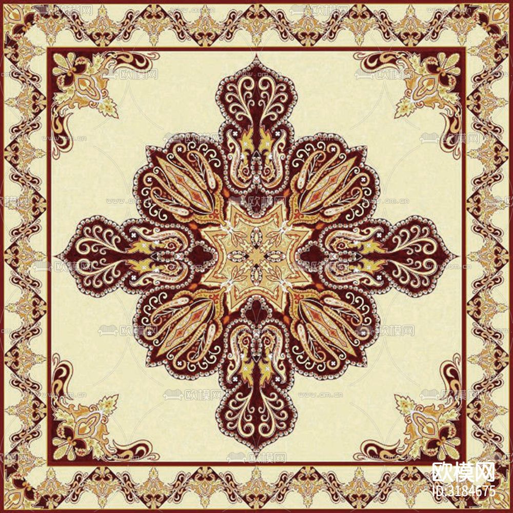 欧式拼花地砖瓷砖贴图下载（渲染图8）