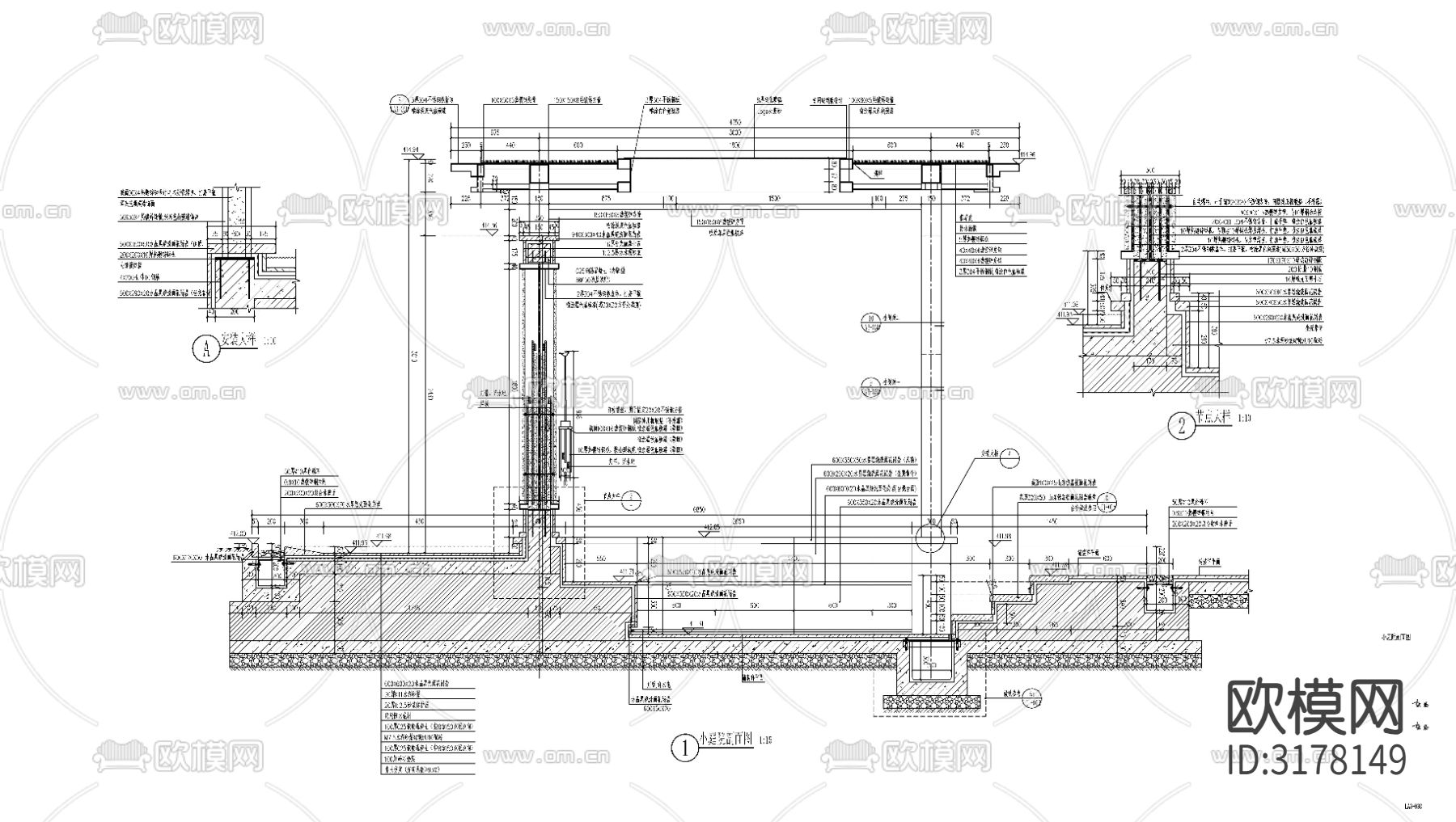 新中式别墅庭院景观亭节点大样图下载（渲染图4）