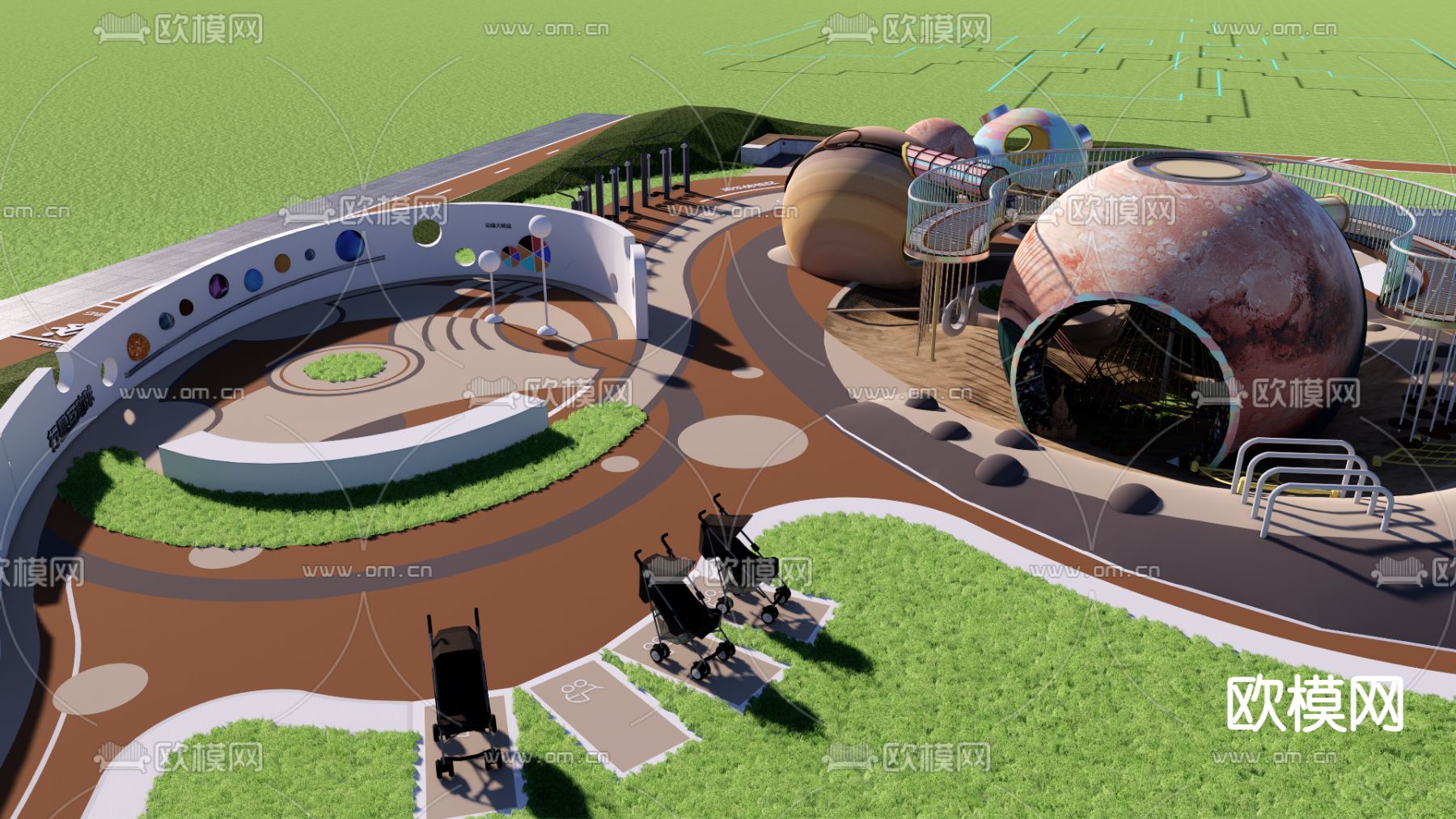 现代星球主题儿童乐园su模型下载（渲染图2）