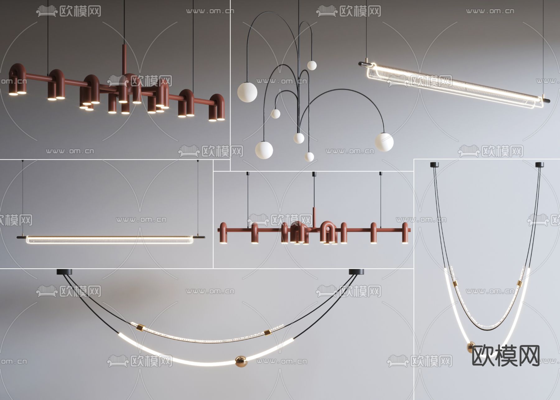 现代吊灯 金属吊灯 客厅吊灯3d模型下载