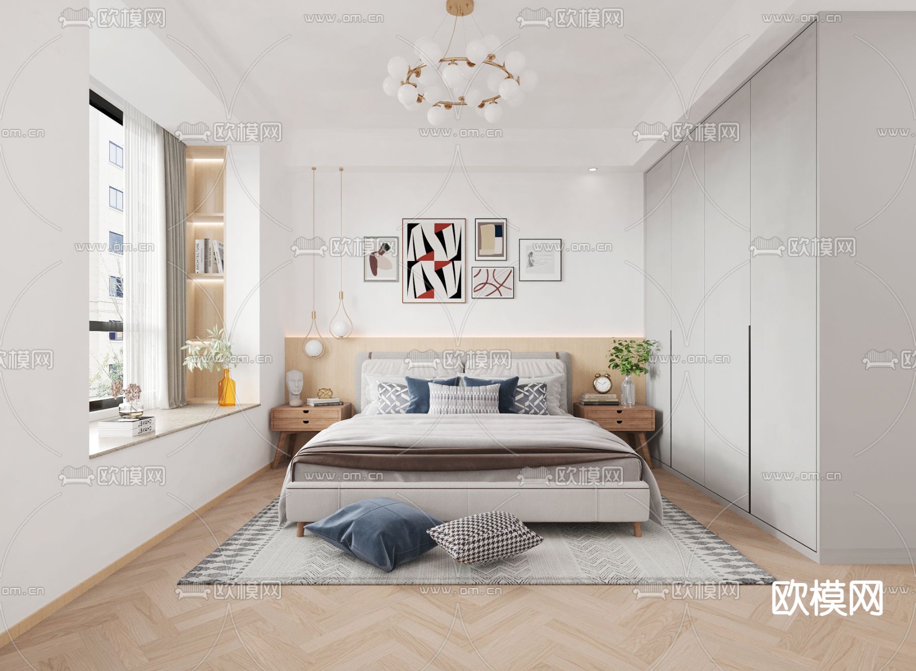 北欧卧室 主卧 主人房3d模型下载