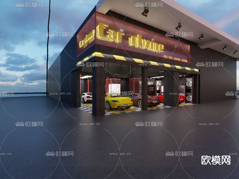 现代汽修店3d模型下载(渲染图3)