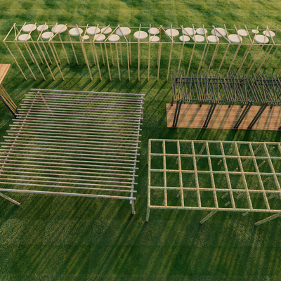 廊架 竹子廊架 休闲廊架 亭子su模型