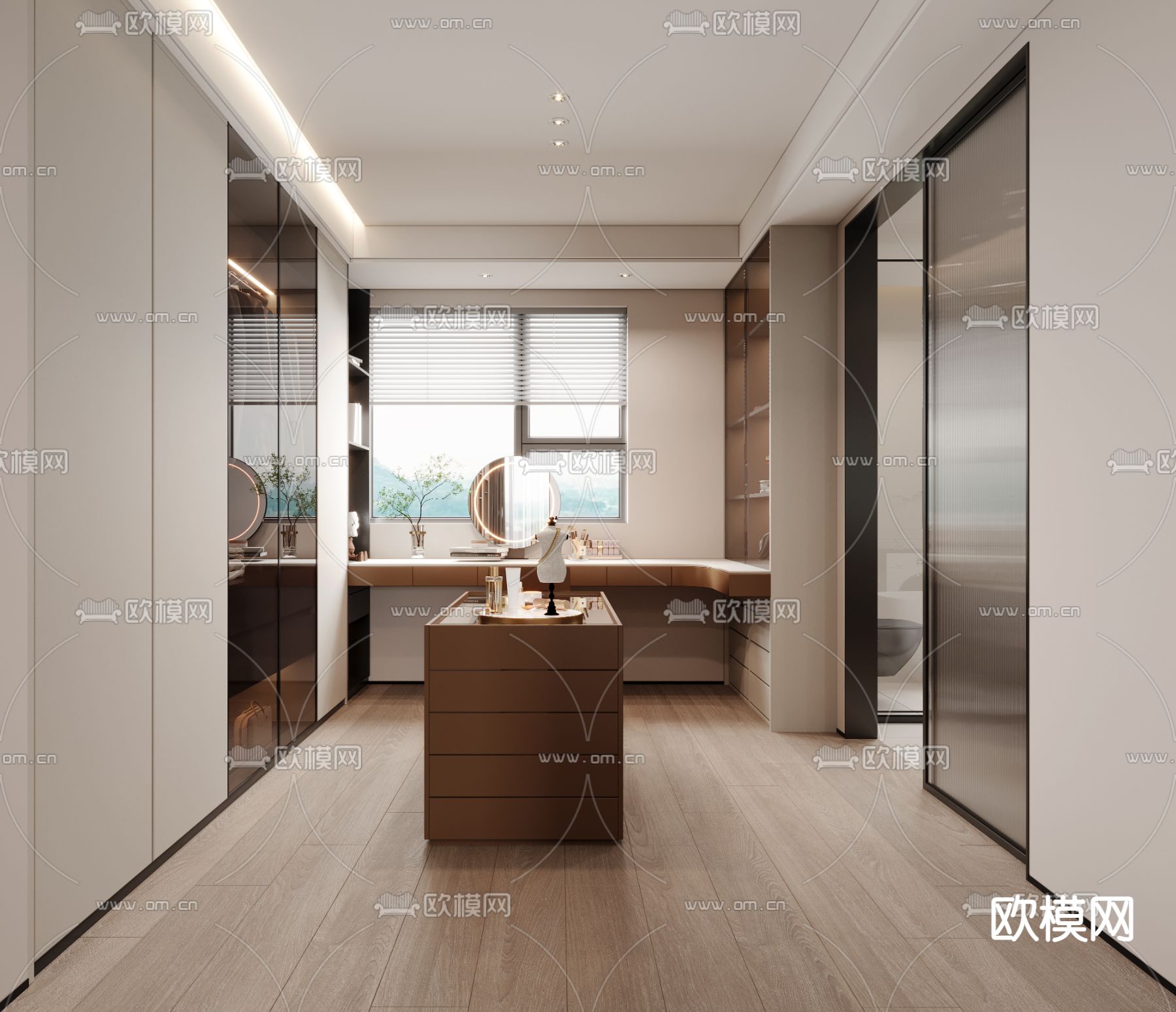 现代衣帽间 中岛台3d模型下载