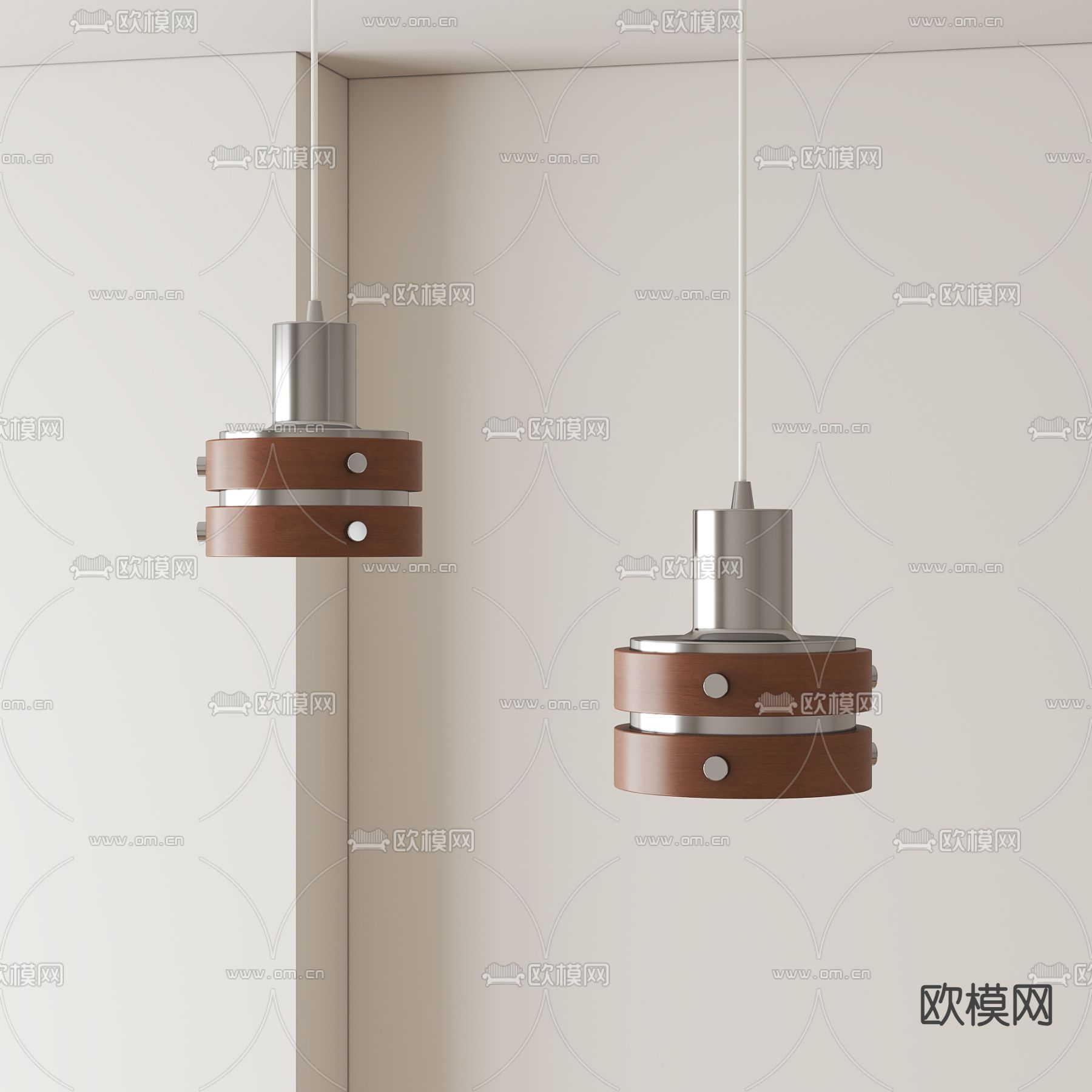 中古风吊灯 床头灯 皮革吊灯3d模型下载