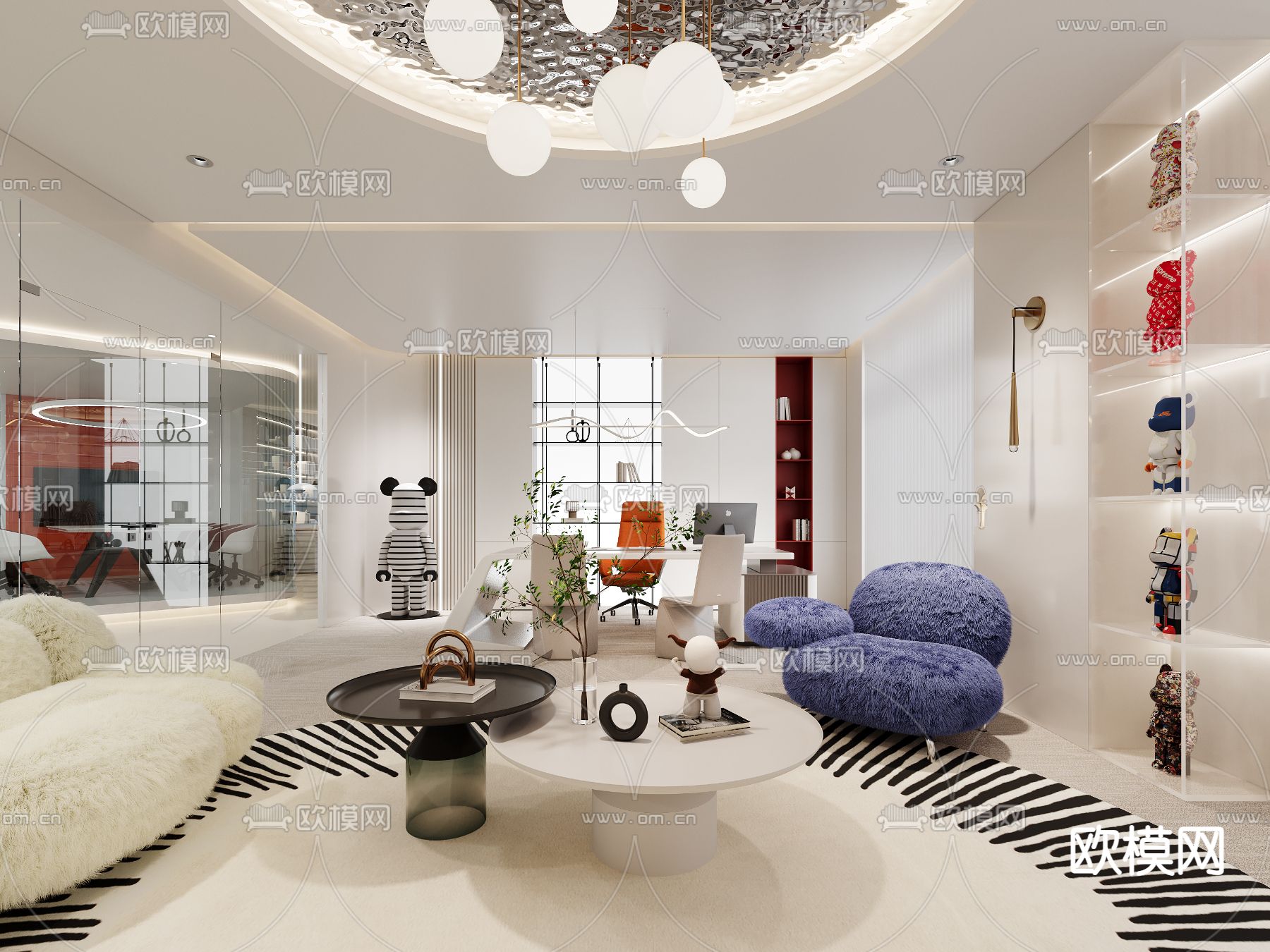 总经理室 董事长室3d模型下载（渲染图1）