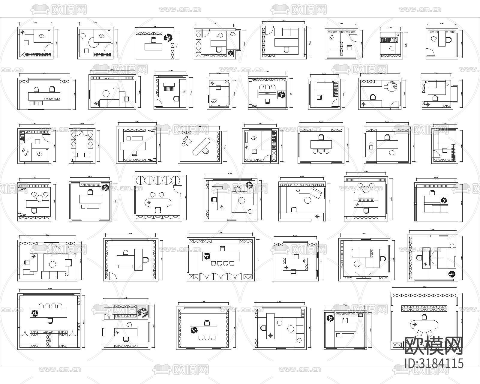 最新书房布局CAD图库下载（渲染图2）