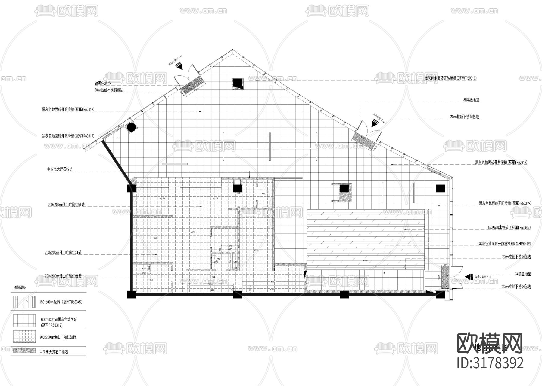 410㎡连锁快餐店CAD施工图下载（渲染图2）