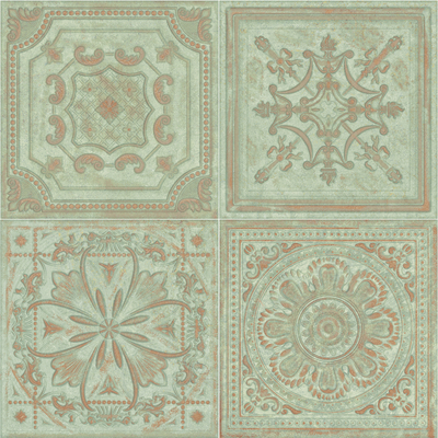  绿色复古美式浮雕花砖 拼花瓷砖贴图 