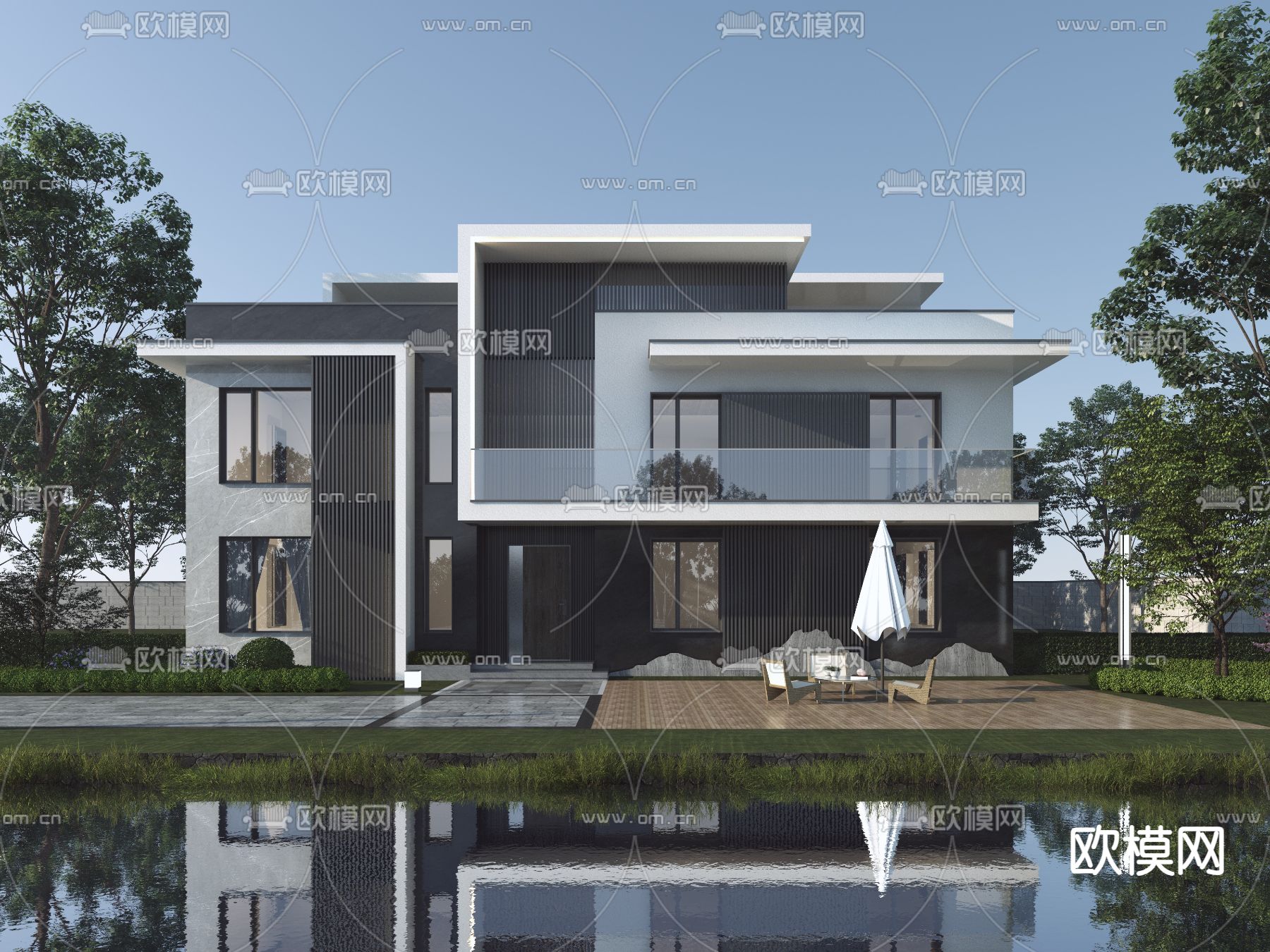 独栋别墅外观3d模型下载