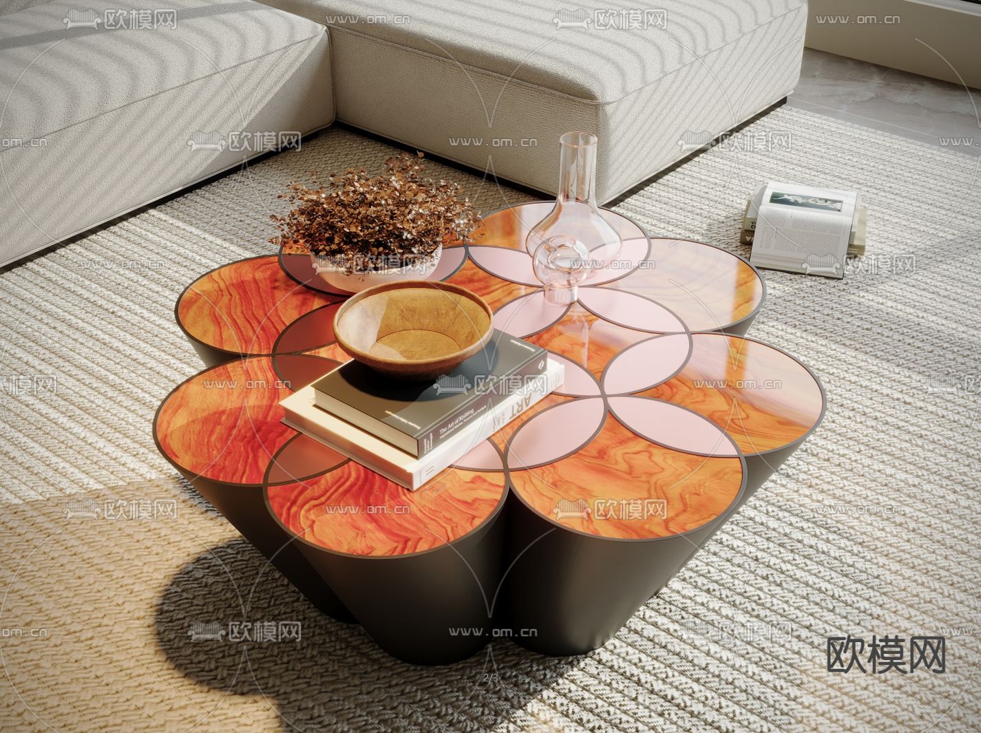 法式茶几 花瓣茶几3d模型下载（渲染图2）