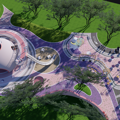  现代儿童乐园su模型 