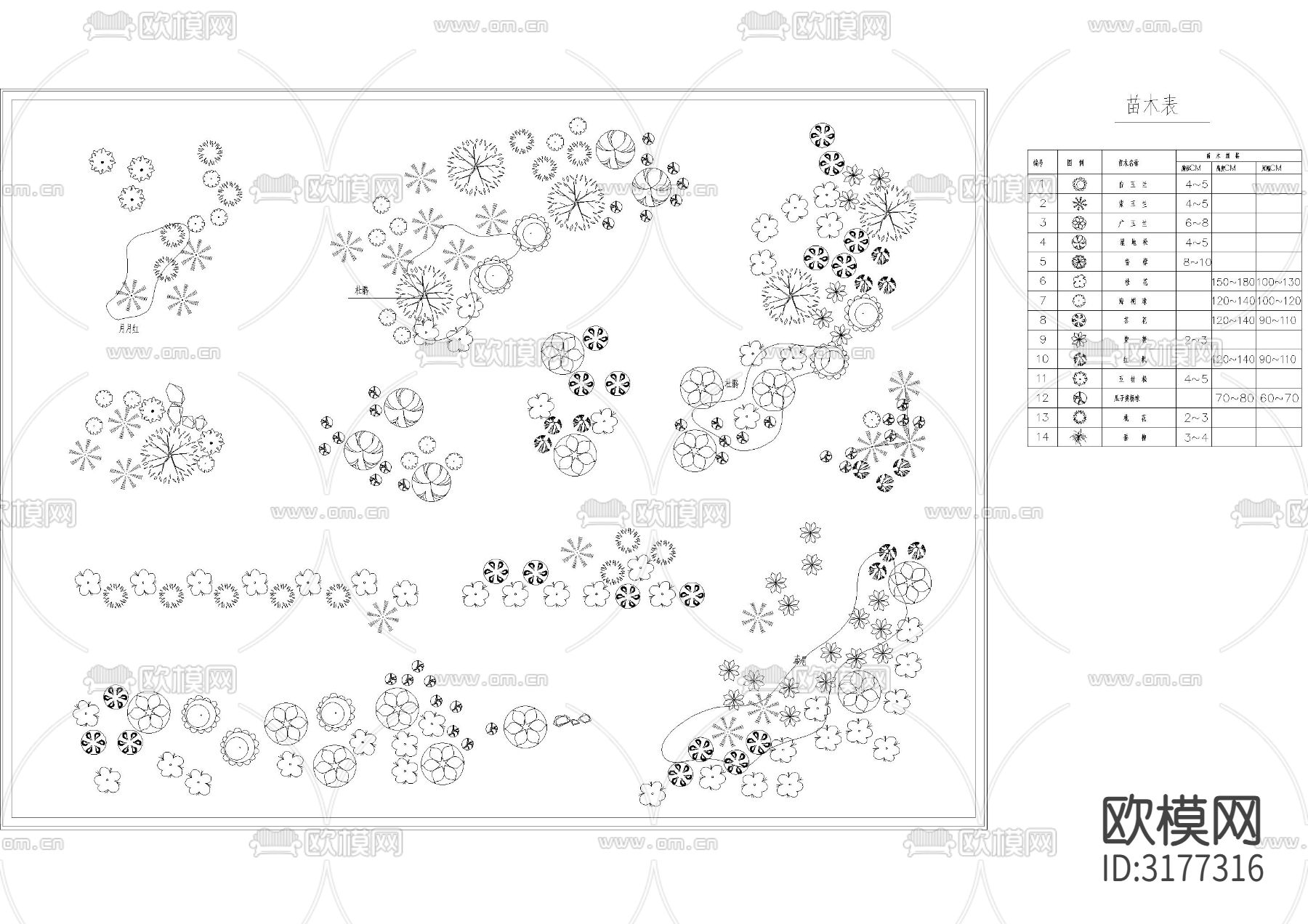 植物搭配小景CAD施工图下载（渲染图1）