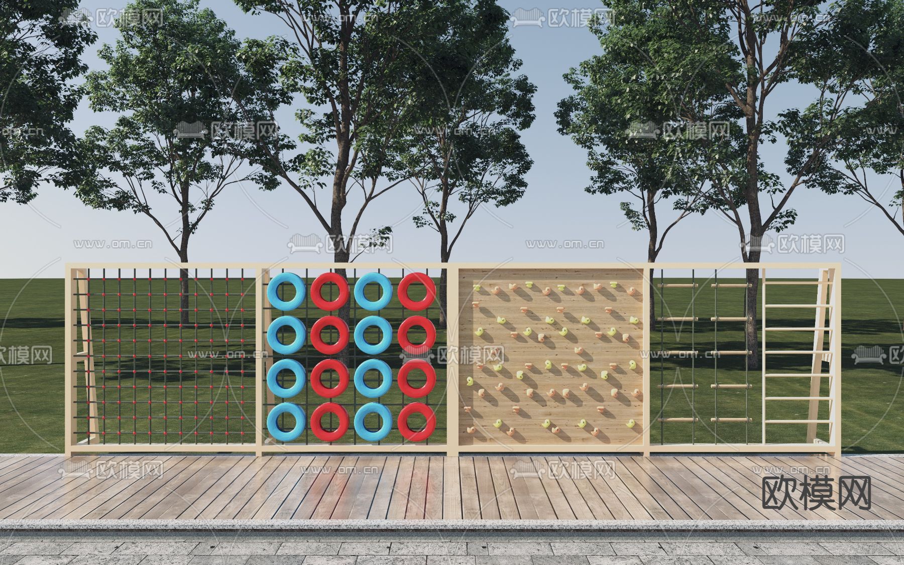 儿童攀爬墙 景观小品3d模型下载