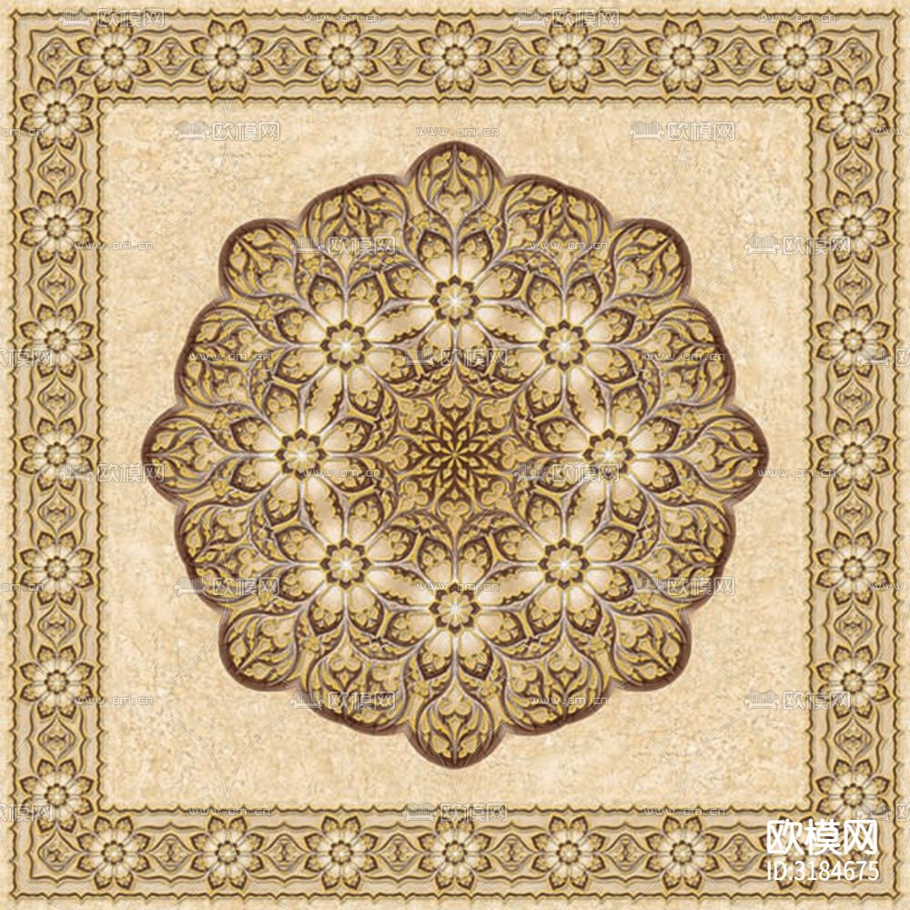 欧式拼花地砖瓷砖贴图下载（渲染图6）