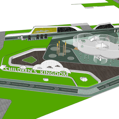  现代儿童活动场地su模型 