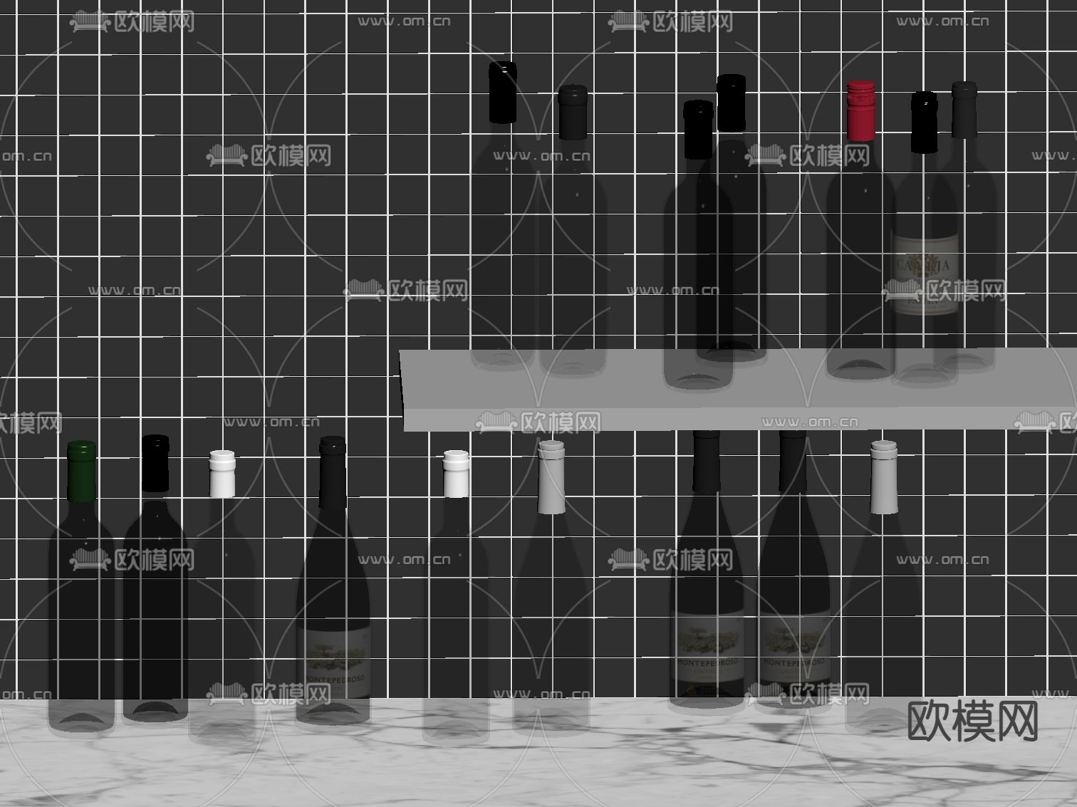 酒水  红酒 白酒 酒瓶su模型下载（渲染图1）