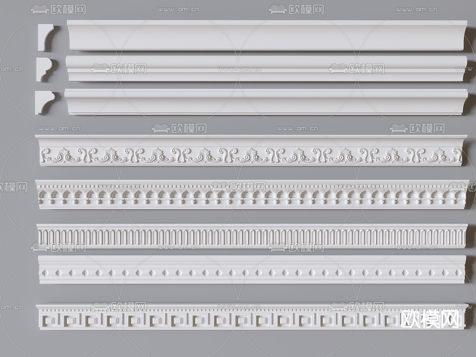 法式石膏线 角线3d模型下载