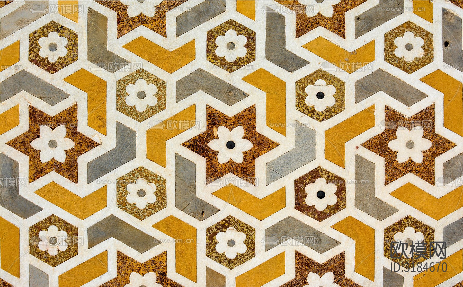 北欧风格花砖拼花瓷砖贴图下载（渲染图1）