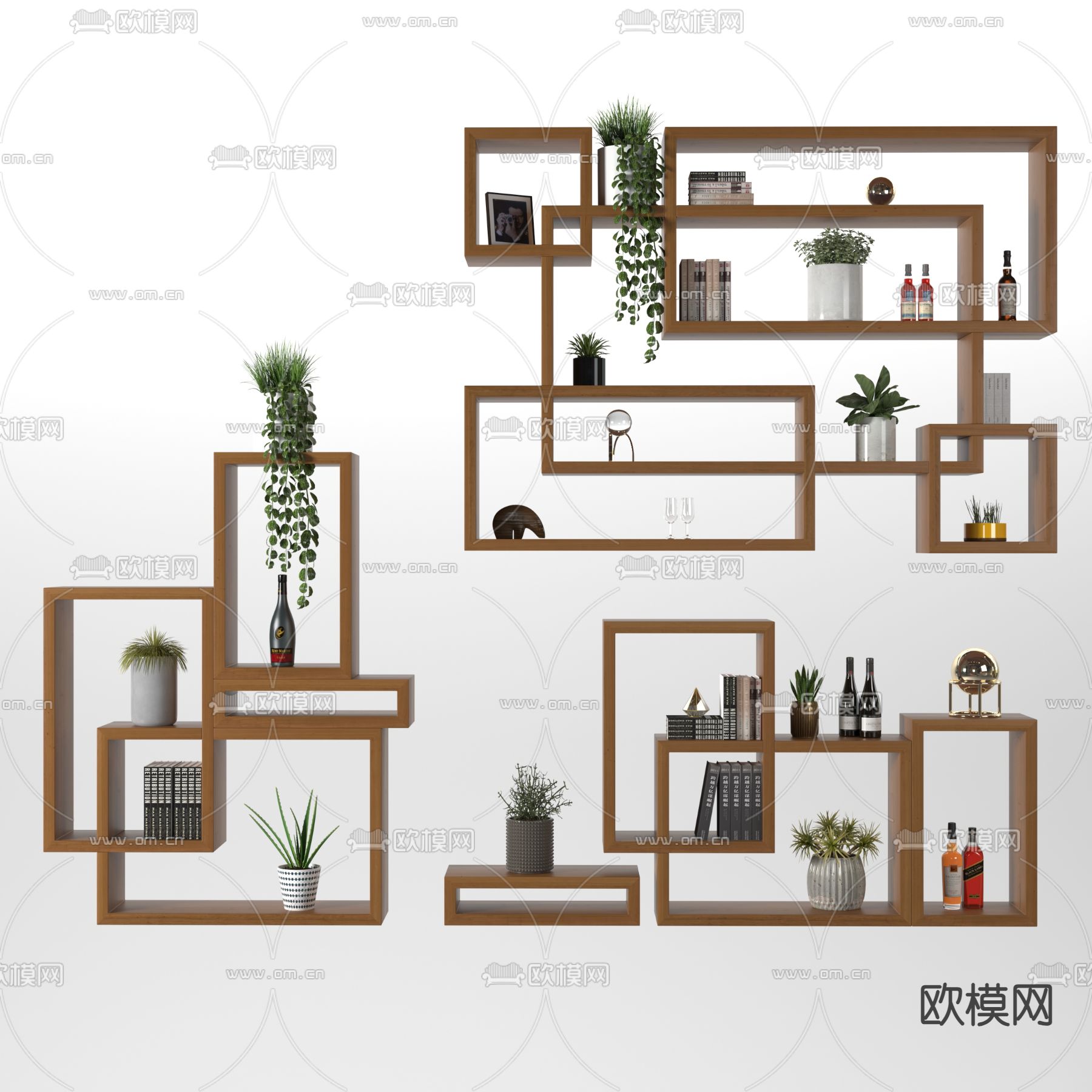 日式小博古架3d模型下载