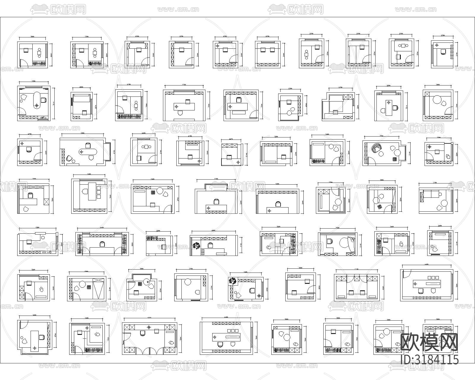 最新书房布局CAD图库下载（渲染图1）