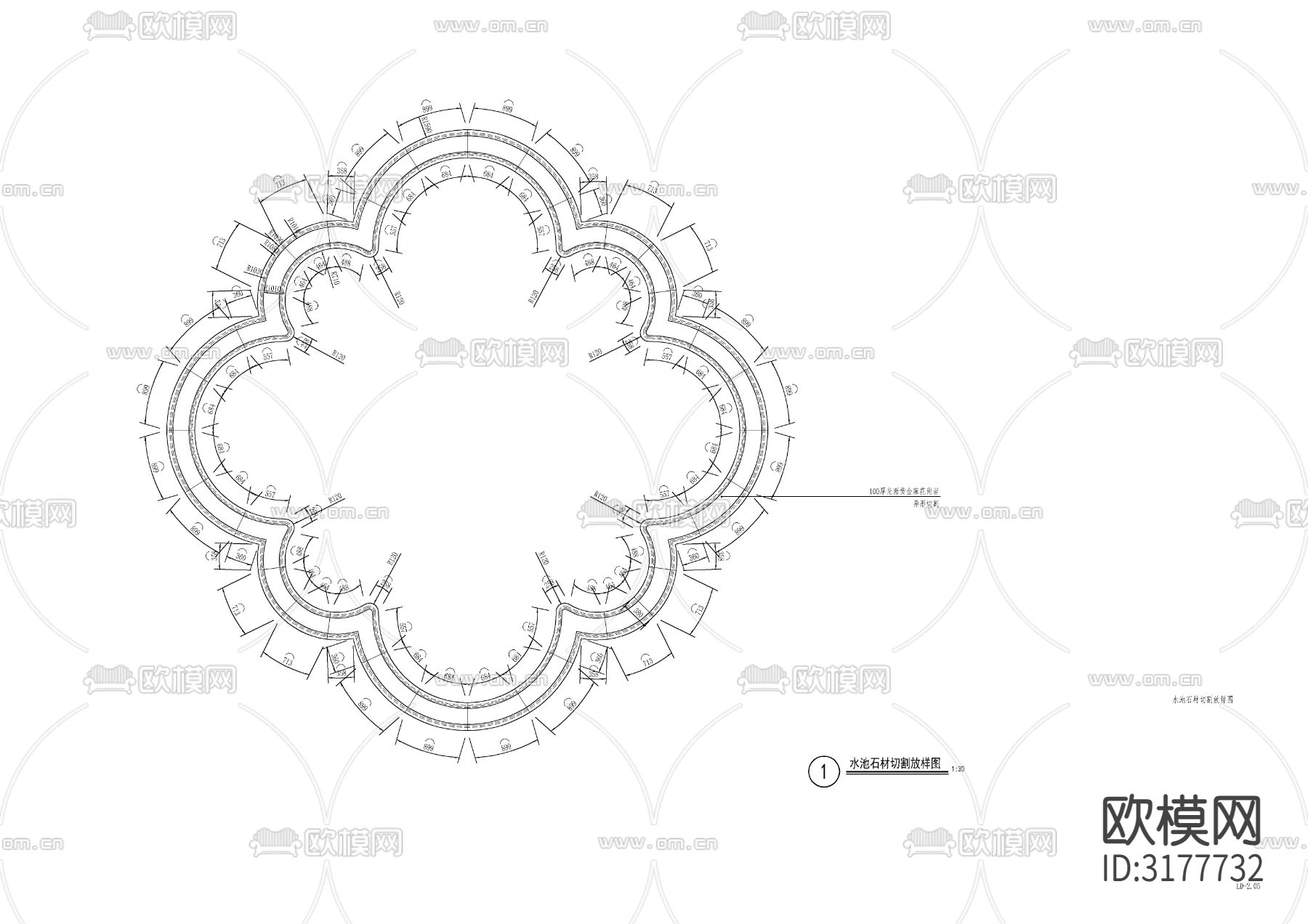 欧式雕塑水景cad节点大样图下载（渲染图3）