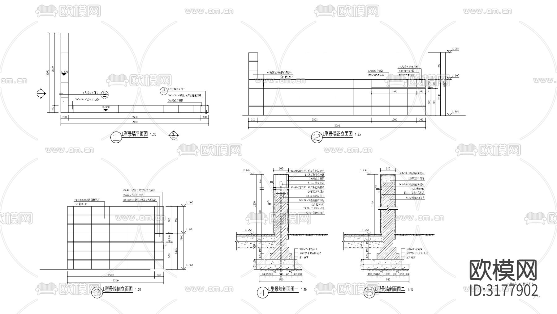 现代入口大门 门楼cad施工图下载（渲染图7）