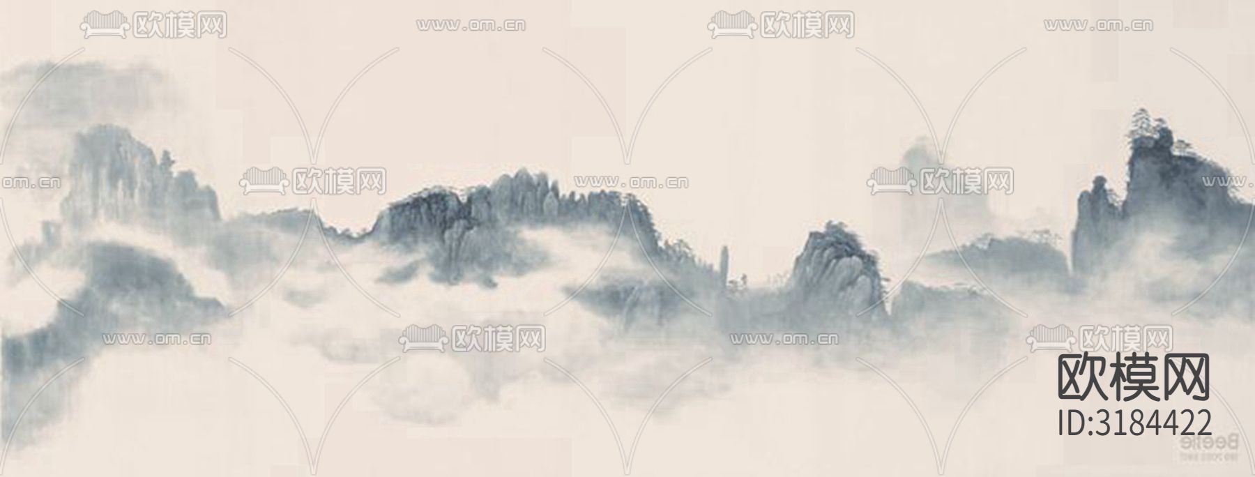 新中式山水壁纸贴图下载（渲染图5）