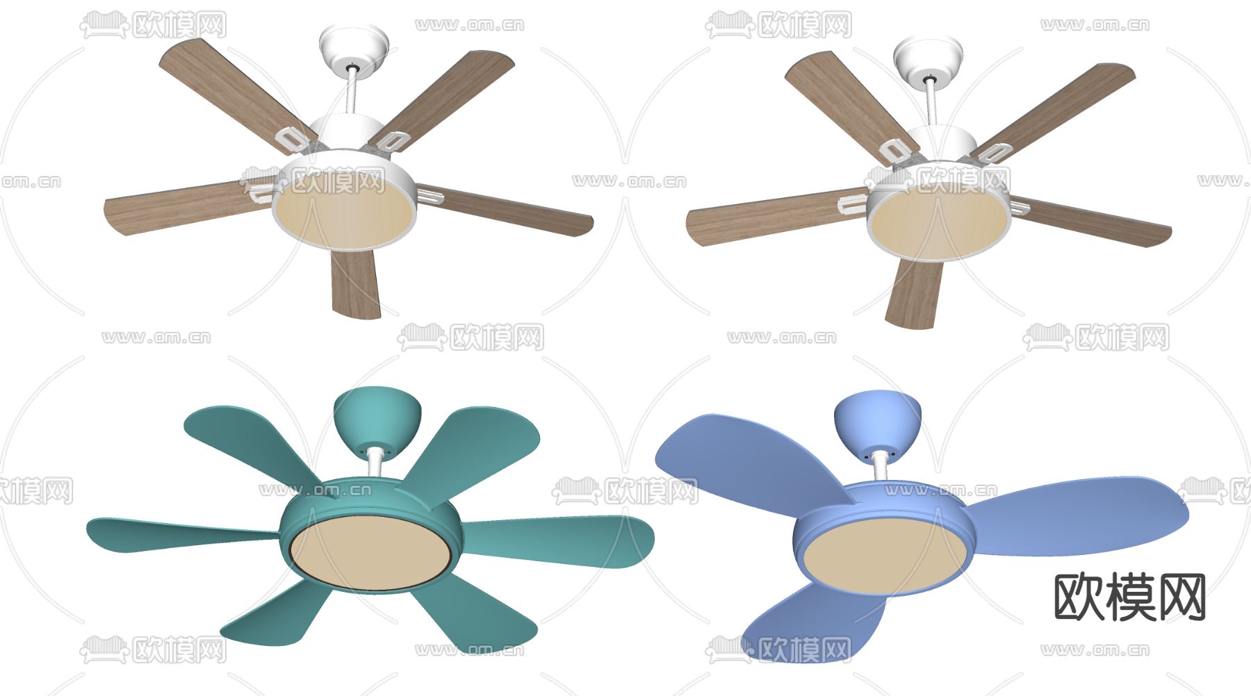 吊扇灯 吊扇 电风扇su模型下载（渲染图1）
