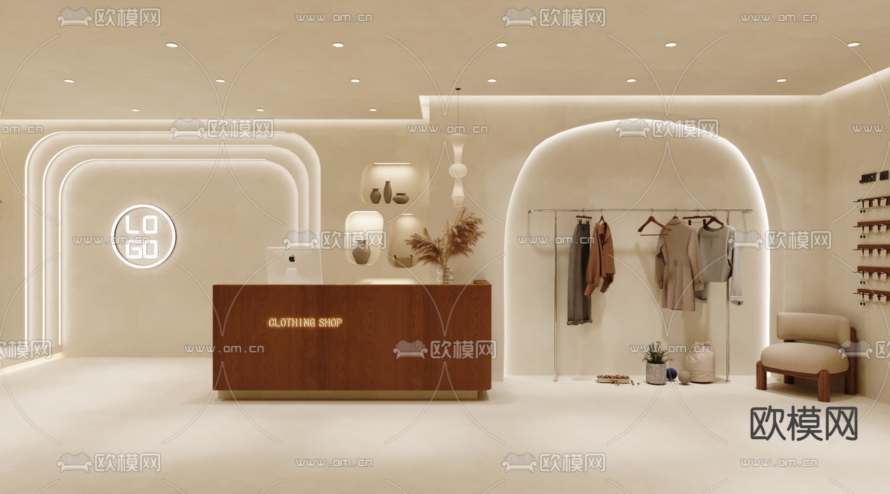 侘寂专卖店 服装店3d模型下载（渲染图3）