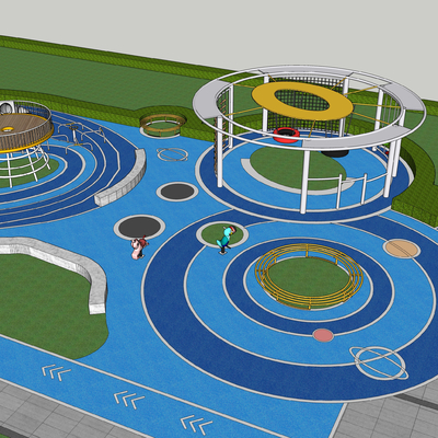  现代儿童乐园 海洋主题游乐园su模型 