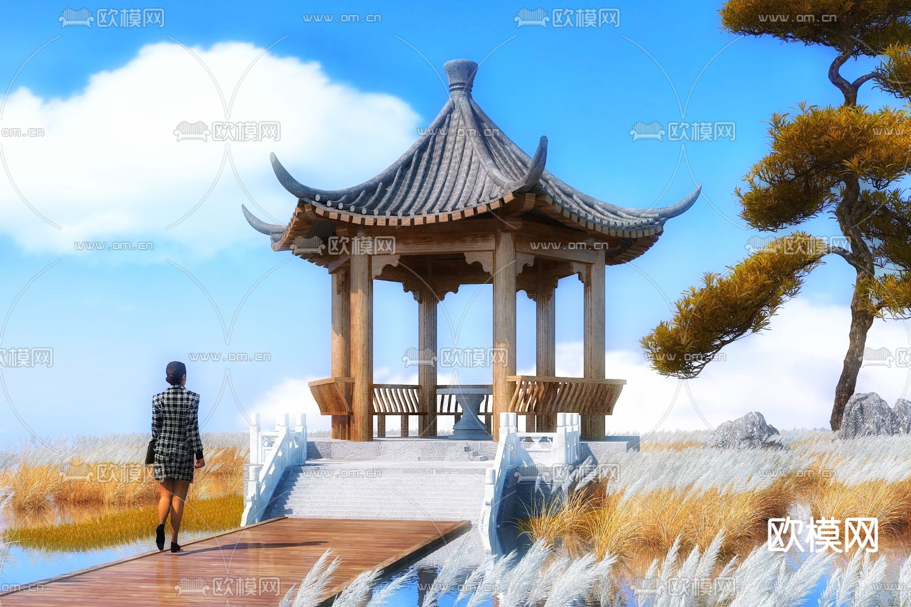 中式亭子 凉亭 观景亭3d模型下载