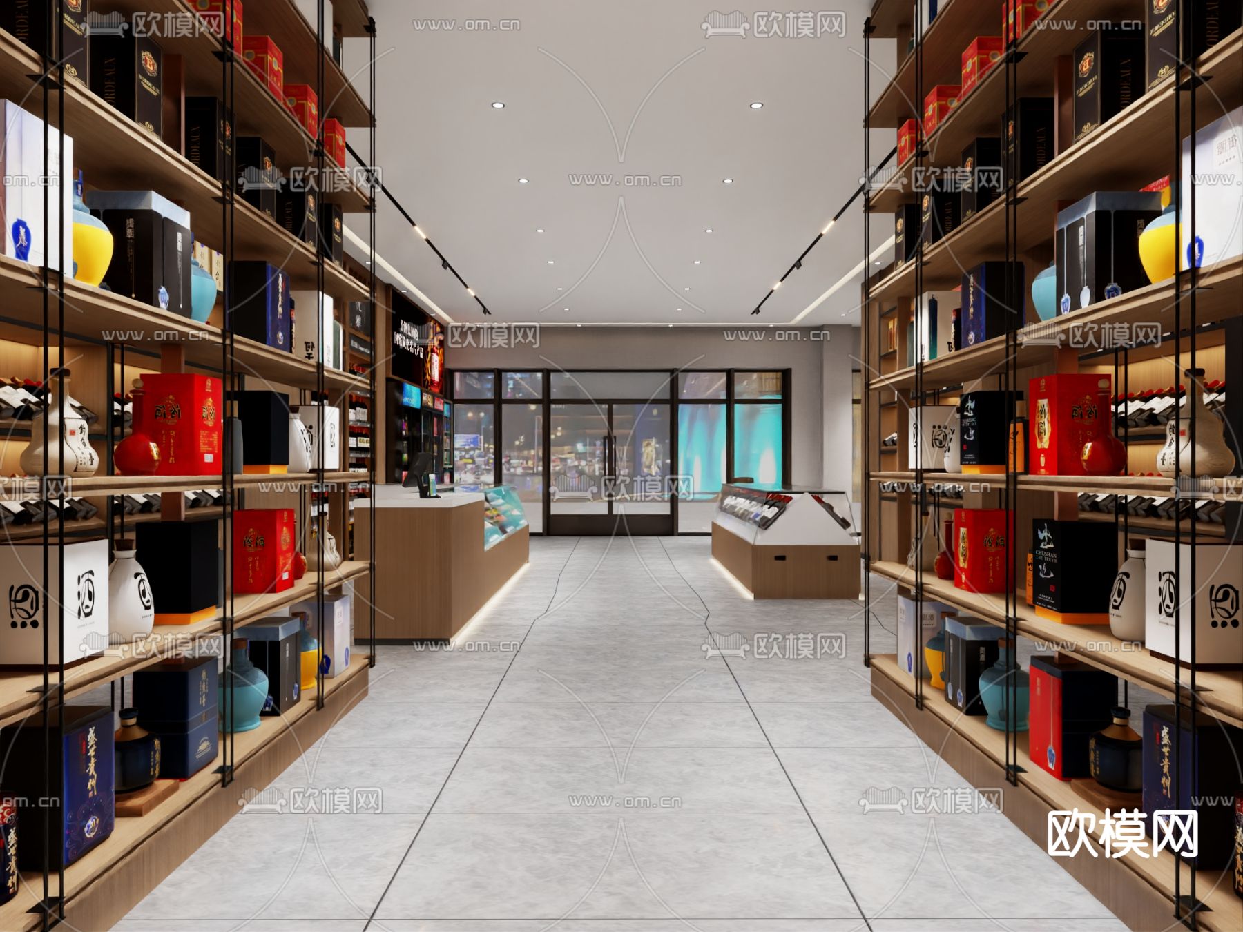 现代烟酒店3d模型下载（渲染图3）