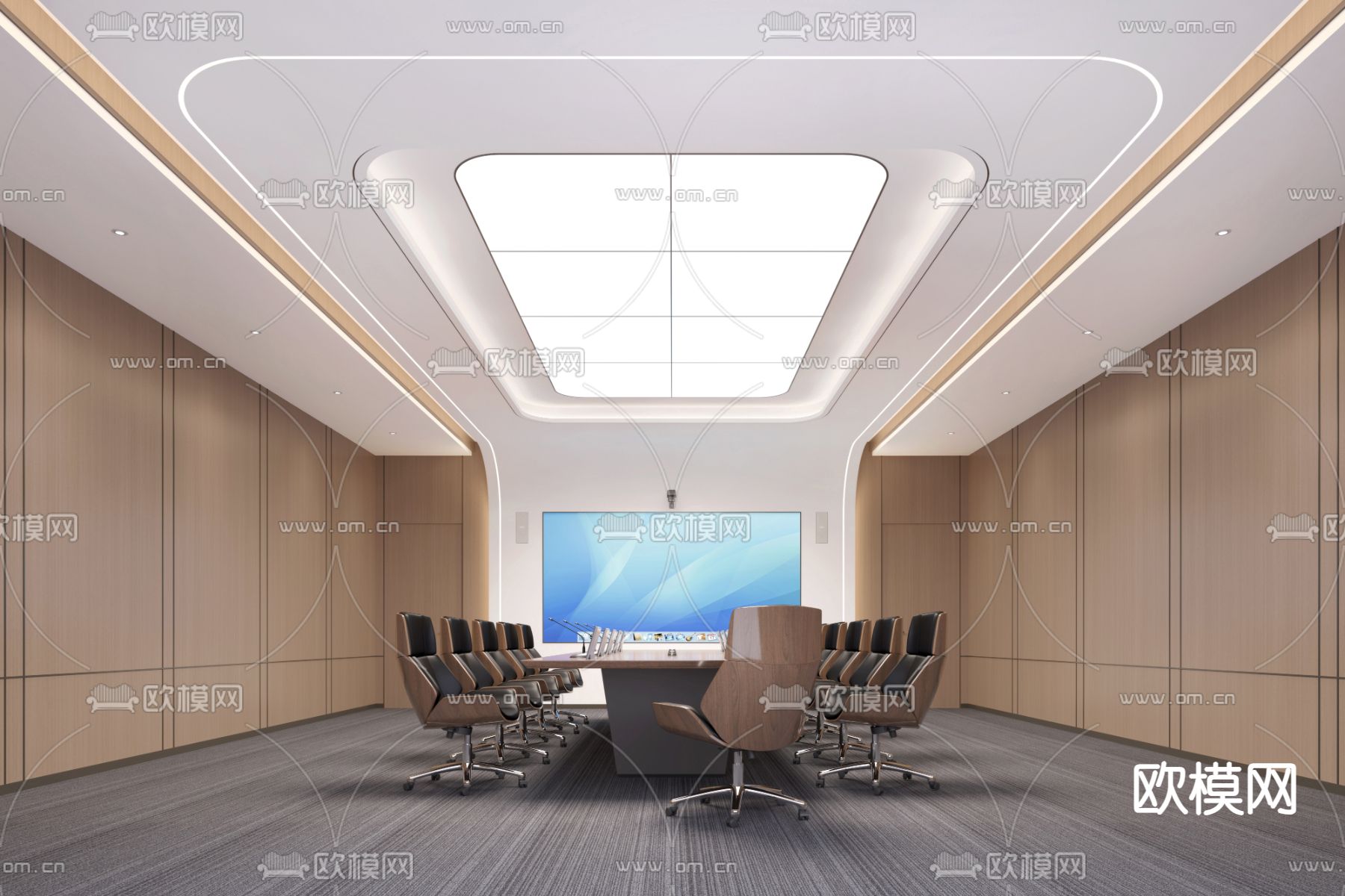 现代会议室3d模型下载