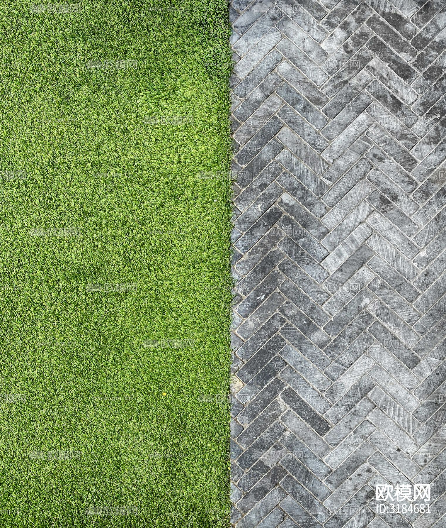 中式青砖草地 户外砖贴图下载