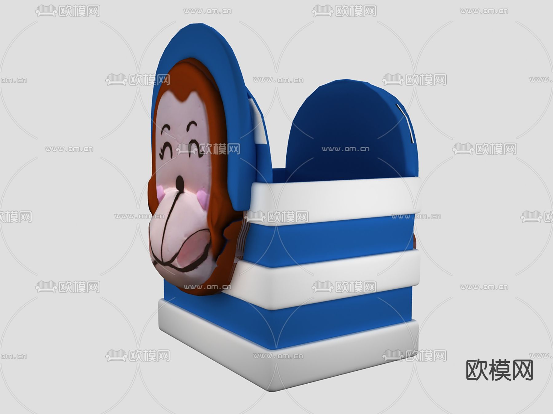 卡通人物笔筒 收纳笔筒3d模型下载（渲染图2）